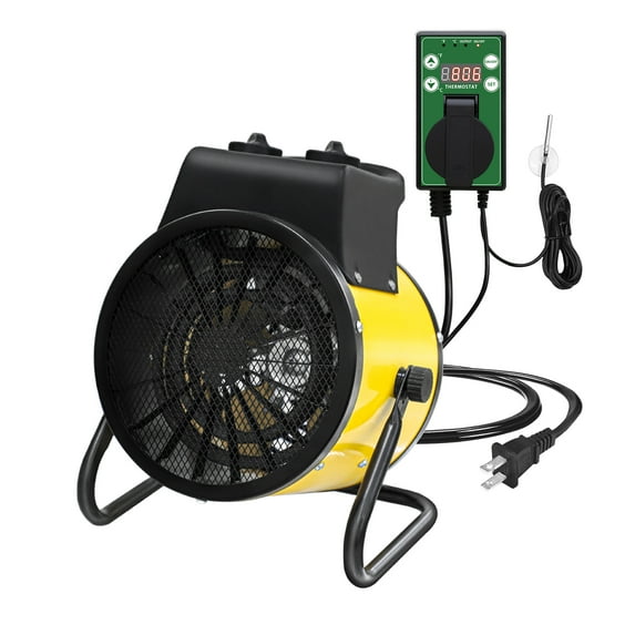 EAGLE PEAK 1500W Indoor Adjustable Heater with Digital Thermostat, 2 Modes, Spray Water Resistant IPx4 Space Heater, Over-heat Protection, Yellow