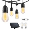 thumbnail image 1 of EAGLE PEAK 25 FT S14 Solar-Powered String Lights, IP65, 10 Shatterproof Edison Vintage Bulbs (2 spare) for Outdoors, 10 Hanging Sockets, Decorative Lights for Christmas, Garden, Wedding and Party, 1 of 8