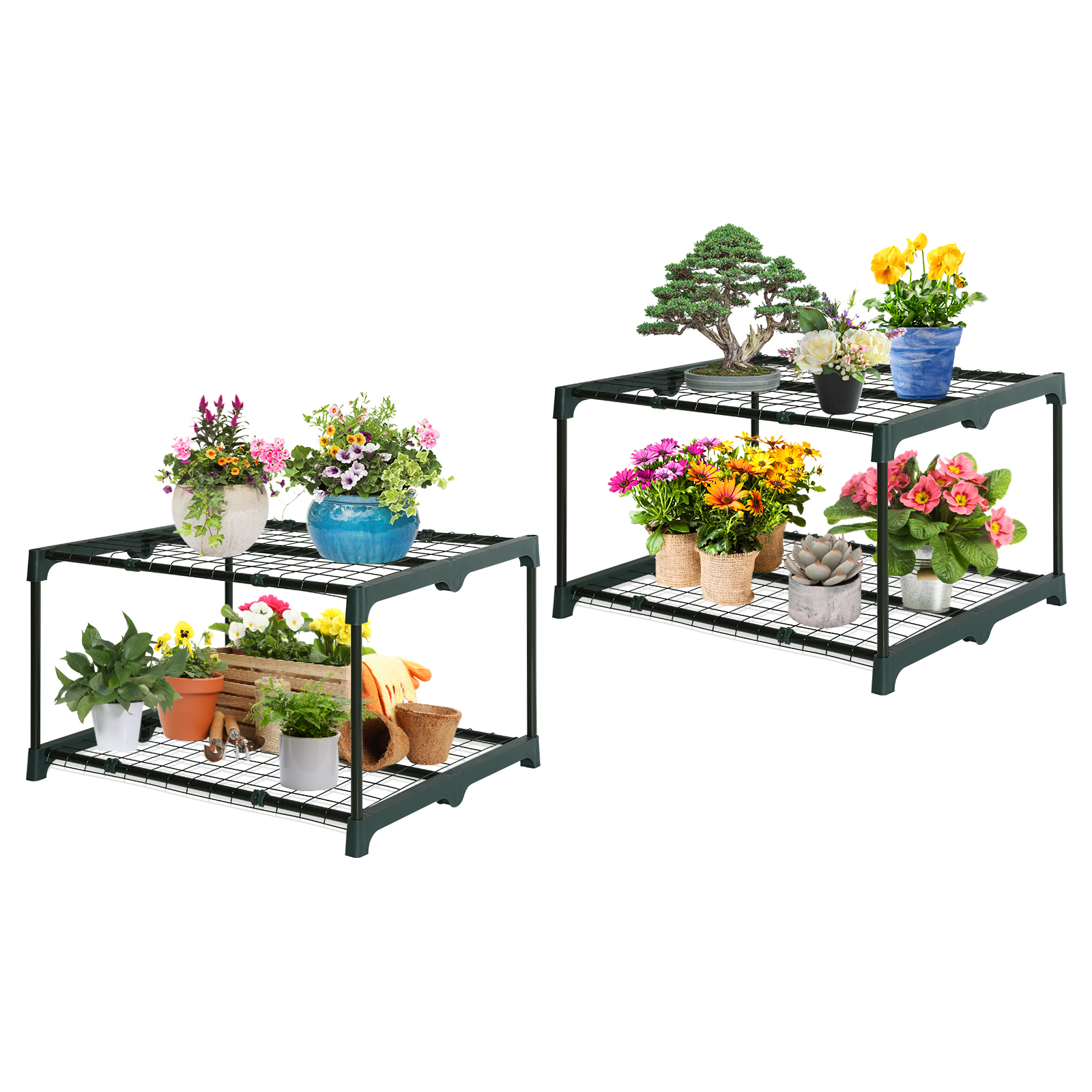 EAGLE PEAK 27" x 19" x 16" Greenhouse Shelving Staging Double 2 Tier