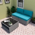 thumbnail image 1 of EAGLE PEAK 3 Piece Outdoor Armless Wicker Sofa Set with Removable Cushions and Coffee Table Beige, 1 of 9