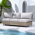 thumbnail image 1 of EAGLE PEAK Coastal Vista 3 Piece Outdoor Wicker Armless Chair with Beige Cushion, Patio Furniture Sets Outdoor Sectional Patio Conversation Set, 1 of 7