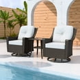 thumbnail image 1 of EAGLE PEAK Azure Bay 3 Pieces Outdoor Wicker Bistro Set, Swivel Rocking Chairs with Side Table, Brown Wicker and Beige Cushions, 1 of 10