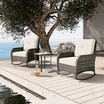 thumbnail image 1 of Eagle Peak 3 Pieces Patio Furniture Set 2 Pieces Wicker Rattan Rocking Chairs with Cushions, 1 of 9