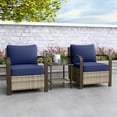 thumbnail image 1 of EAGLE PEAK Coastal Vista 3PCS Outdoor Chair Set with Side Table,Patio Wicker Rattan Conversation Set,w/ Blue Cushion, 1 of 8
