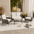 thumbnail image 1 of EAGLE PEAK 4-Piece Outdoor Furniture Set, All-Weather Patio Conversation Set w/ Dining Chairs & Coffee Table, 1 of 9