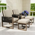 thumbnail image 1 of EAGLE PEAK 4 Pieces Natural Real Wood Cedar Outdoor Patio Conversation Set Spacious Seat Dining Chairs Set with Beige Cushions, Ottomans, 1 of 8