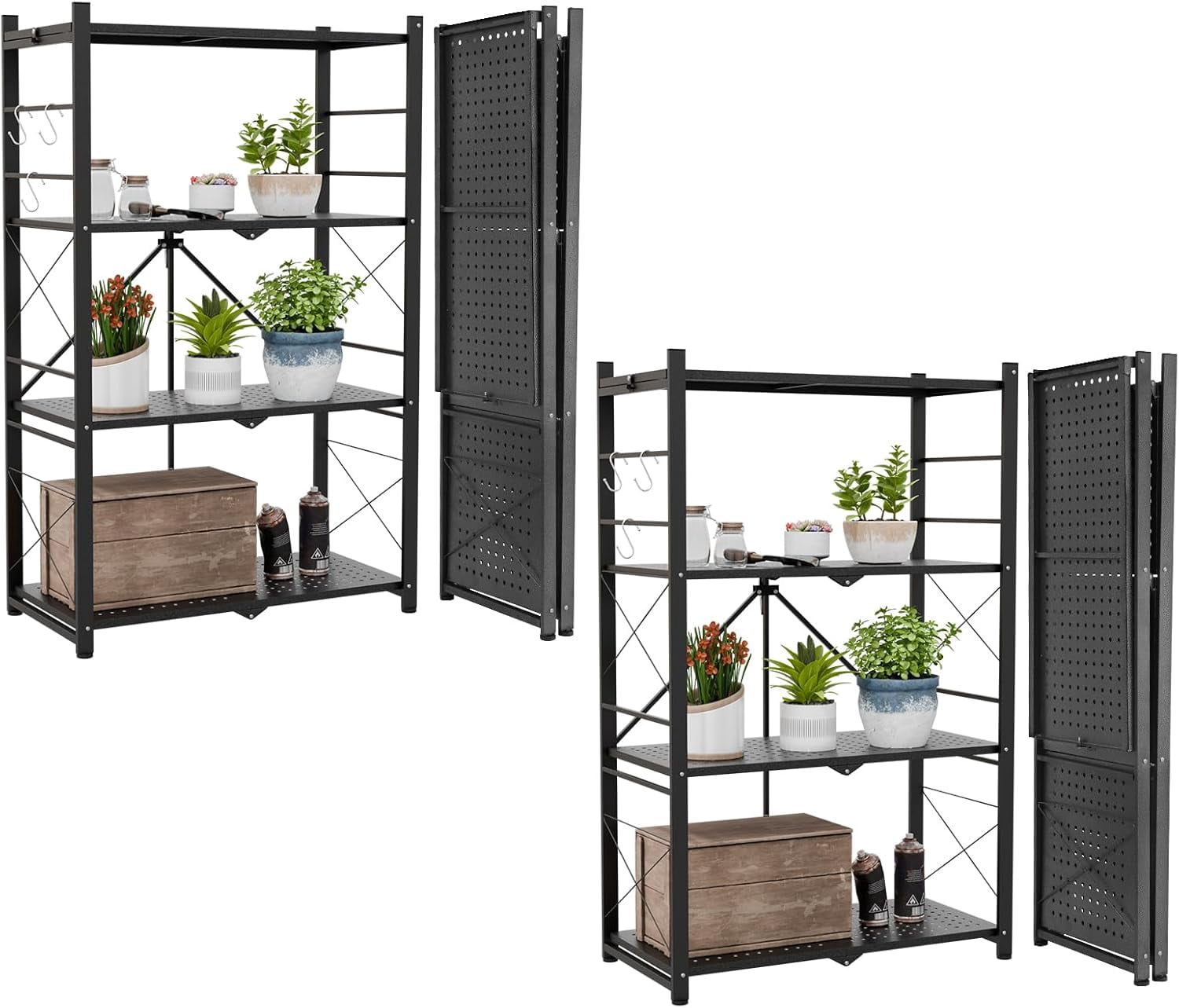 EAGLE PEAK 4-Tier Foldable Greenhouse Shelf, Heavy Duty Metal Storage ...