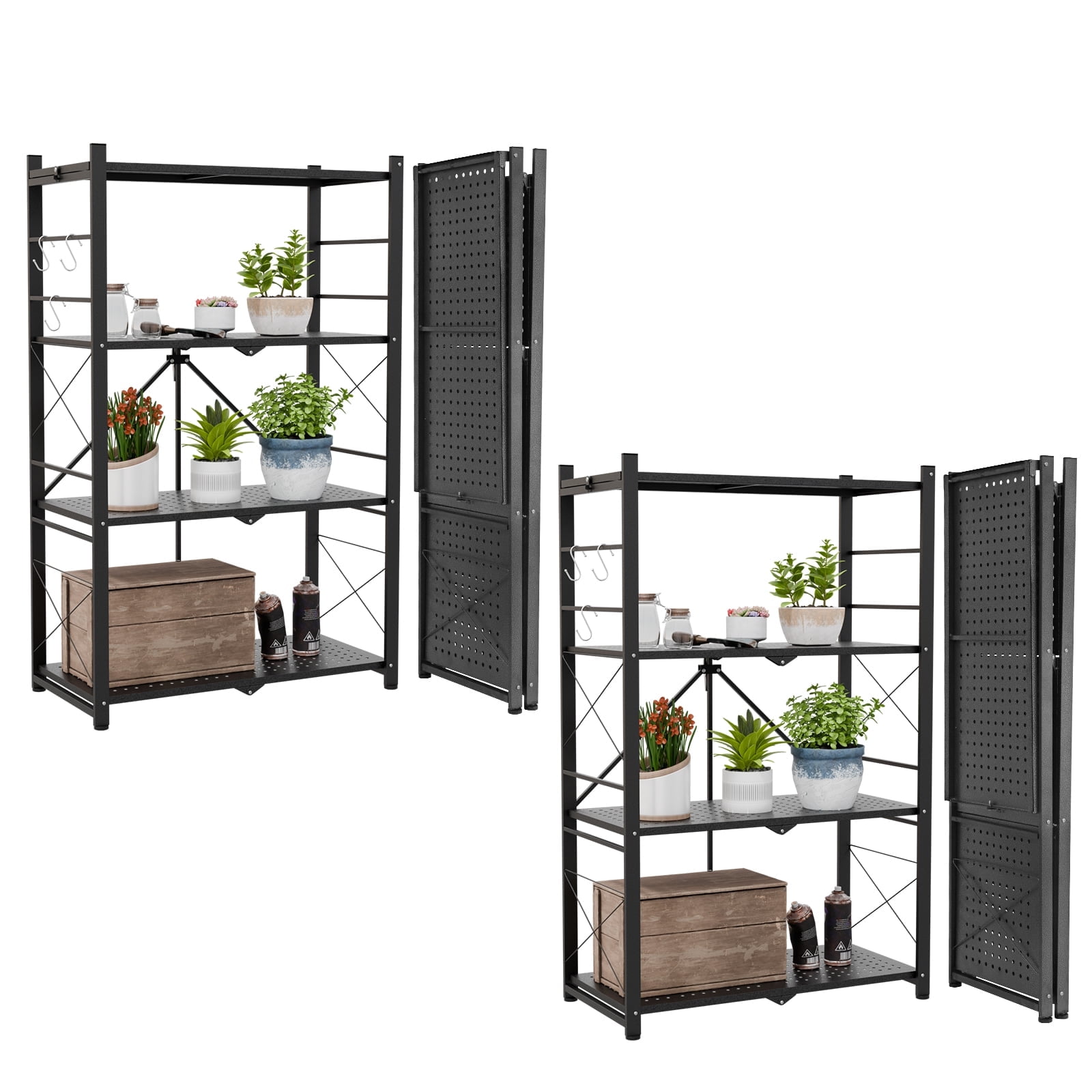EAGLE PEAK 4-Tier Foldable Greenhouse Shelf, Heavy Duty Metal Storage ...
