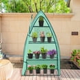thumbnail image 1 of EAGLE PEAK 4-Tier Mini Portable Greenhouse W/ Shelves, Roll-up Zipper Door, 35.4" x 17.7"x 63", Green, for Outdoor, Indoor Gardening Planting, 1 of 8