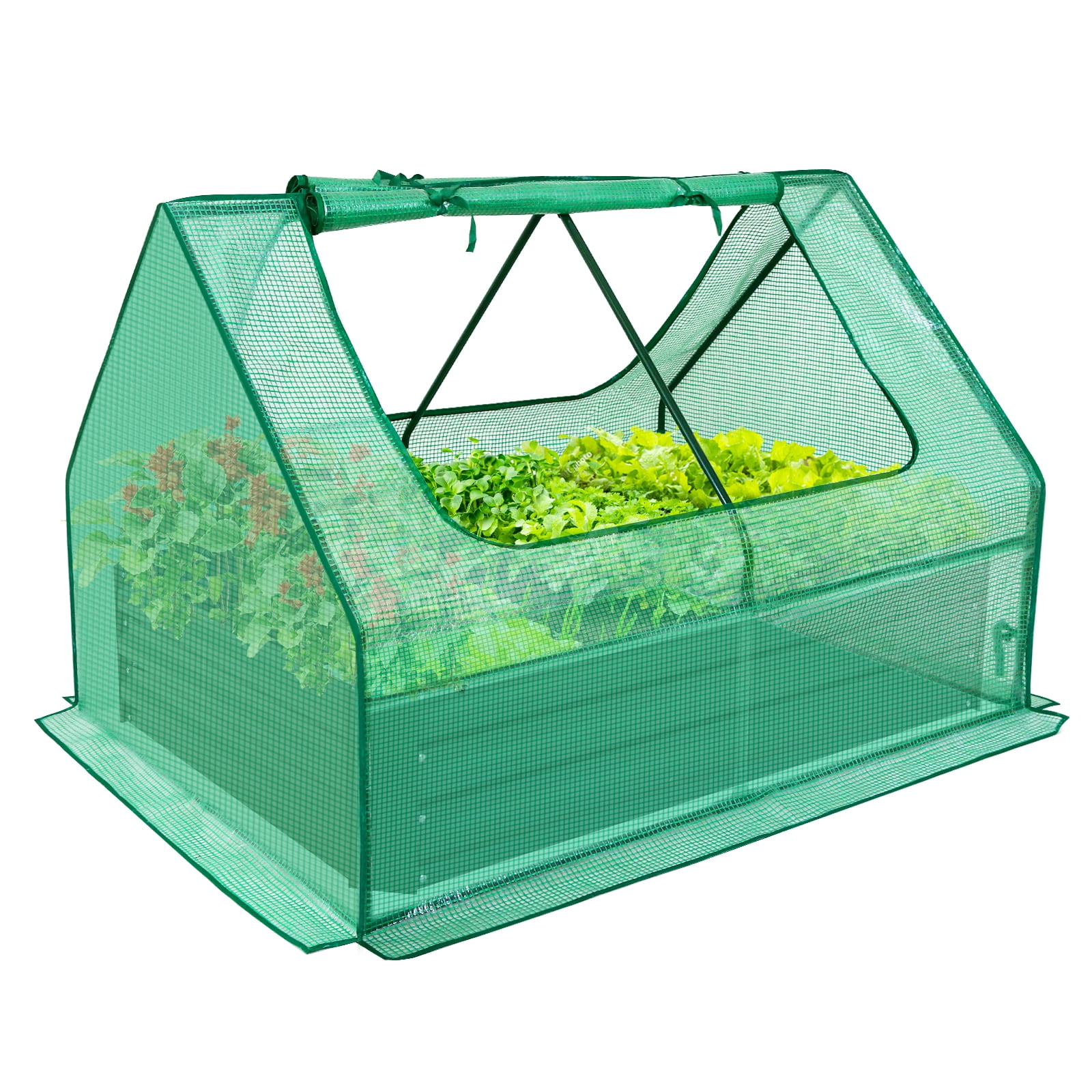Green Galvanized Steel Raised Garden Bed with Greenhouse