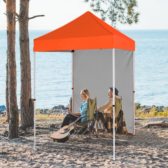 EAGLE PEAK 5 x 5 ft Straight Leg Outdoor Portable Canopy Tent with One Removable Sunwall,Orange