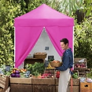 EAGLE PEAK 5 x 5 ft Straight Leg Outdoor Portable Canopy Tent with 4 Removable Sunwall,Pink