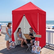 EAGLE PEAK 5 x 5 ft Straight Leg Outdoor Portable Canopy Tent with 4 Removable Sunwall,Red