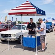 EAGLE PEAK 5x5 Pop Up Canopy Tent Instant Outdoor Canopy Easy Set-up Straight Leg Folding Shelter, American Flag