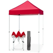 EAGLE PEAK 5x5 Pop Up Canopy Tent Instant Outdoor Canopy Easy Set-up Straight Leg Folding Shelter (Red)