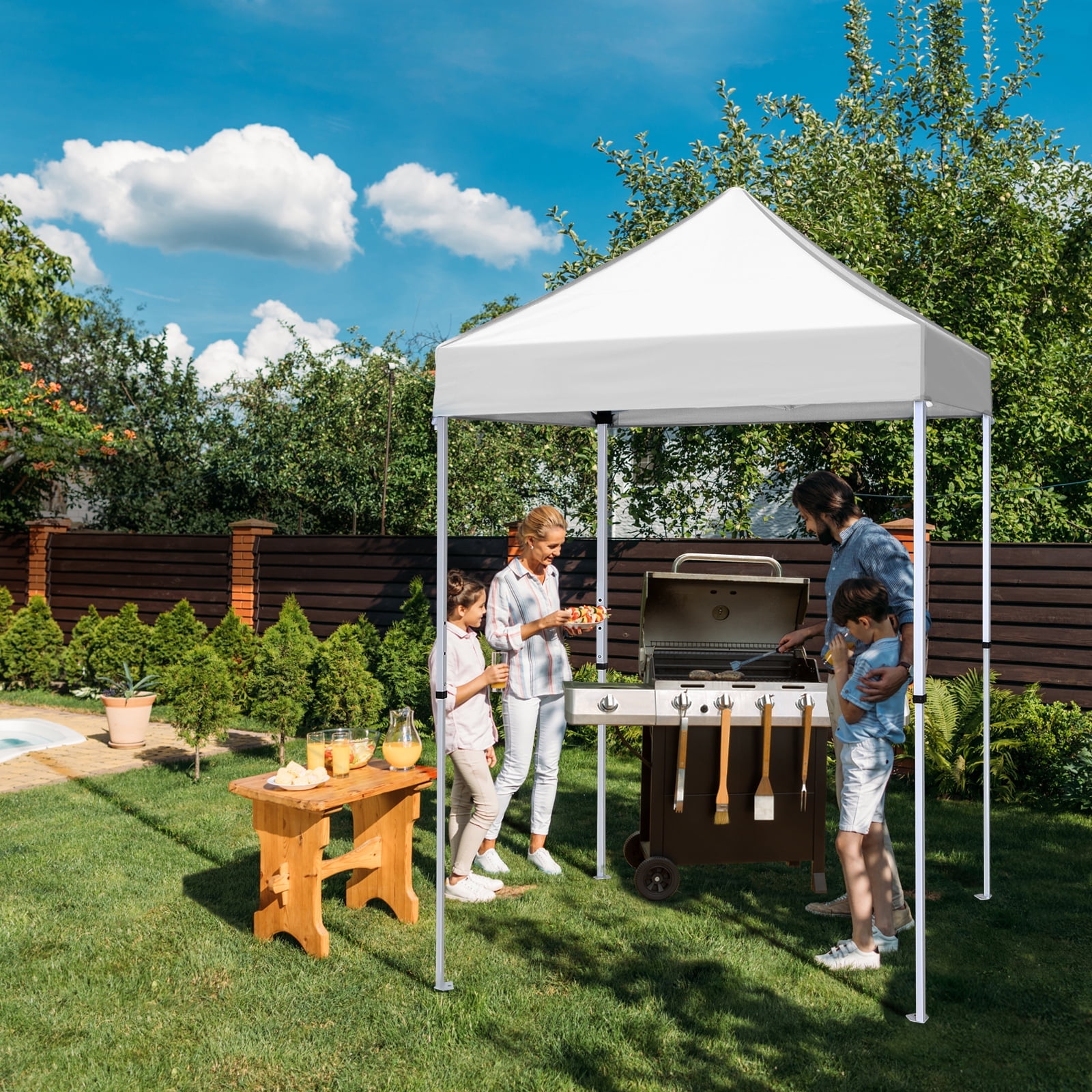 EAGLE PEAK 5x5 Pop Up Canopy Tent Instant Outdoor Canopy Easy Set up Straight Leg Folding Shelter White Walmart