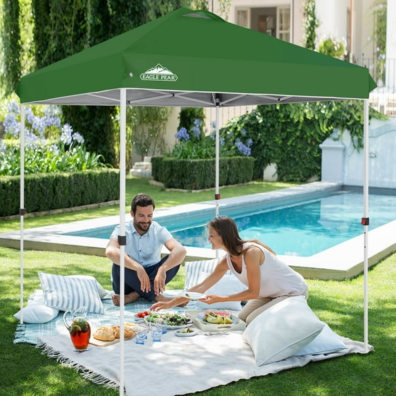 EAGLE PEAK 6.6 x 6.6 ft Pop Up Canopy Tent Instant Outdoor Canopy Easy Set-up Straight Leg Folding Shelter with Wheeled Bag
