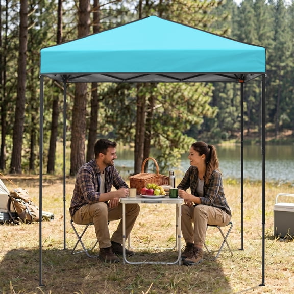 EAGLE PEAK 6 x 4 Instant Pop-up Canopy with Carry Bag, Adjustable Height and Lightweight Compact Portable Canopy Tent, Light Blue