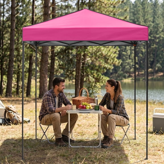 EAGLE PEAK 6 x 4 Instant Pop-up Canopy with Carry Bag, Adjustable Height and Lightweight Compact Portable Canopy Tent, Pink