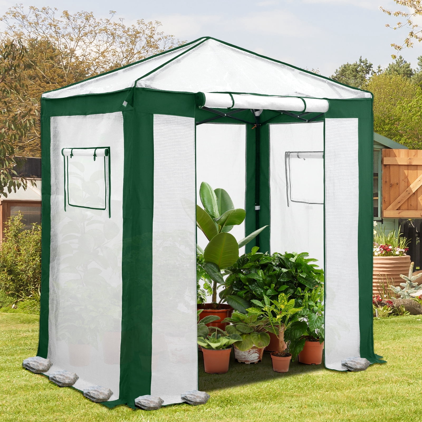 EAGLE PEAK 6x4 Portable Walk in Greenhouse , Heavy Duty Pop Up Green ...