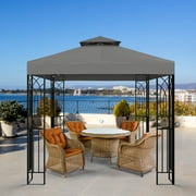 EAGLE PEAK 8 ft. x 8 ft. Outdoor Patio Gazebo with Double Roof,Gray