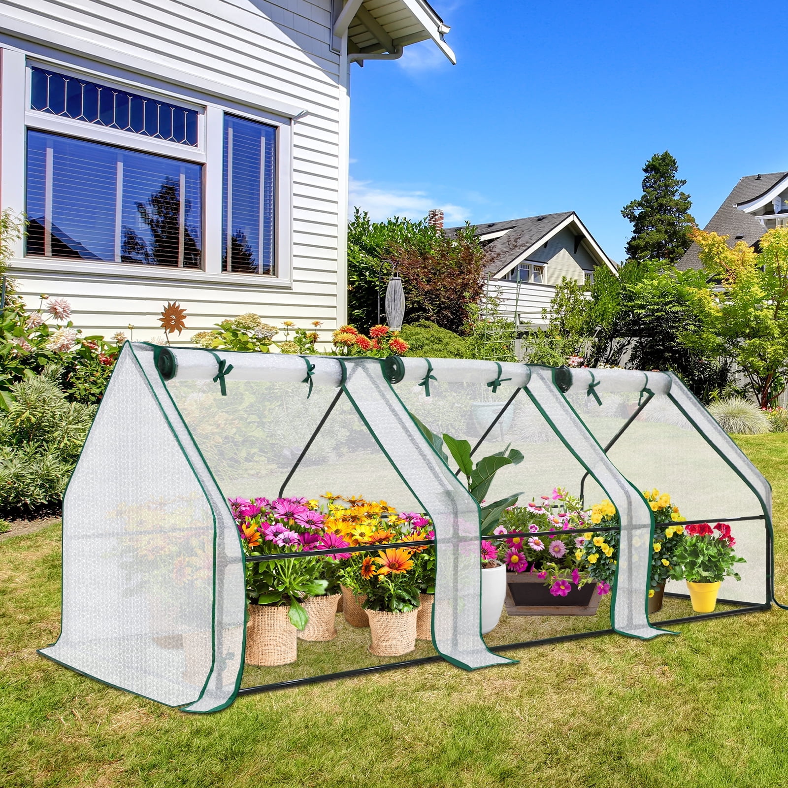 Green 96'' x 36'' x 36'' Mini Tunnel Greenhouse with Bubble Film Cover