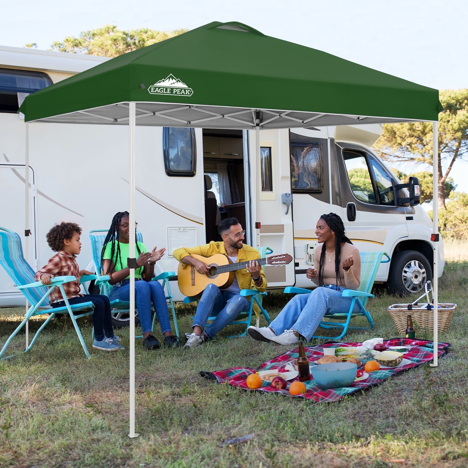 Green 8 ft x 8 ft Water-Resistant Pop-Up Canopy Tent