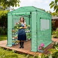 thumbnail image 1 of EAGLE PEAK 8'x6' Portable Walk-in Greenhouse Instant Pop-up Fast Setup Indoor Outdoor Plant Gardening Greenhouse , Front and Rear Roll-up Zipper Entry Doors and 2 Large Roll-up Side Windows, 1 of 11
