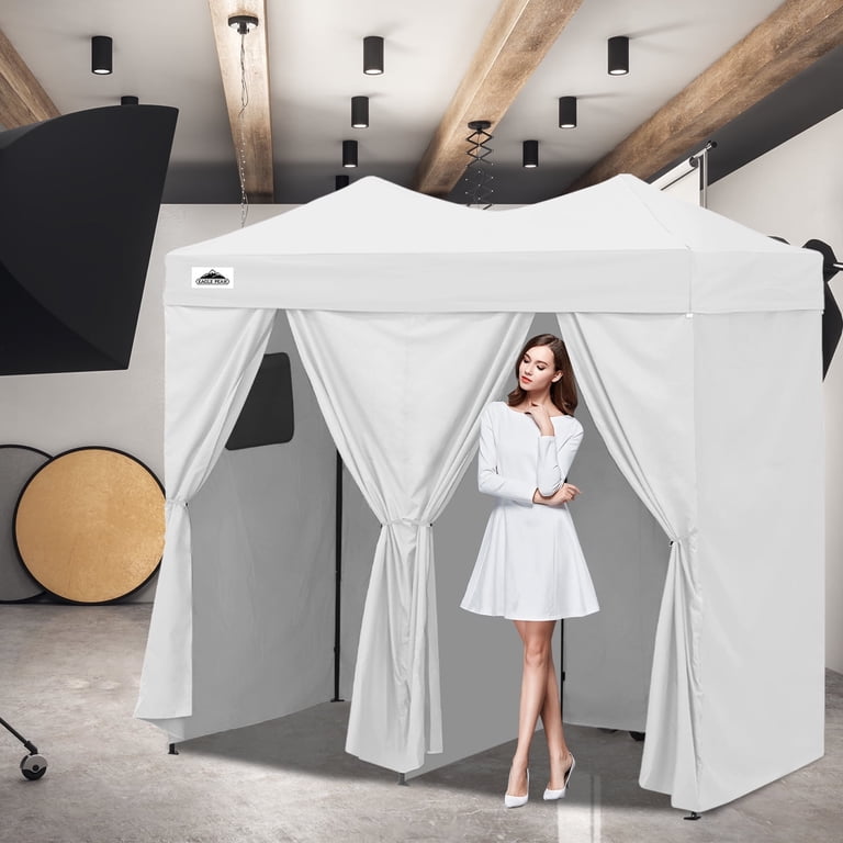 EAGLE PEAK 8x4 ft 2-Room Outdoor Portable Changing Room, Sun Shelter, Privacy Tent, Pop Up Changing Tent for Camping, Beach, Outdoors,White