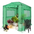 thumbnail image 1 of EAGLE PEAK 8x6 Portable Walk-in Greenhouse with Heater, Pop-up Outdoor Plant Gardening Green House Canopy, Front and Rear Roll-Up Zipper Entry Doors and 2 Large Roll-Up Side Windows, Green, 1 of 7