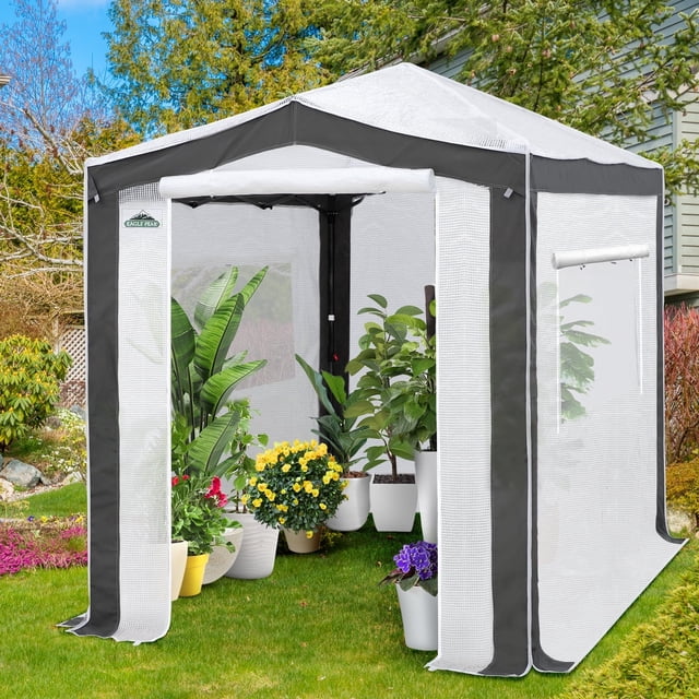2 Doors Large Greenhouse Walk-in Outdoor Gardening Green House with Roll-up Velcro Windows Garden Plant Hot House (Green) main image 1
