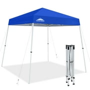 EAGLE PEAK 8x8 Slant Leg Pop-up Canopy Tent Easy One Person Setup Instant Outdoor Beach Canopy Folding Portable Sports Shelter 8x8 Base 6x6 Top (Blue)