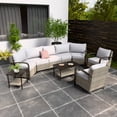 thumbnail image 1 of EAGLE PEAK Coastal Vista 9PCS Patio Furniture Set All-Weather Wicker Outdoor Sectional Sofa with Chairs and Coffe Table and Side Table, Patio Conversation Set for Backyard, Beige Cushion, 1 of 8