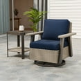 thumbnail image 1 of EAGLE PEAK Classic 2-Piece Patio Bistro Set with Swivel Rocker Chair and Side Table, 360° Swivel Wicker Outdoor Furniture, Beige/Dark Blue, 1 of 10