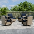 thumbnail image 1 of EAGLE PEAK Classic 4-Piece Patio Chair Set, 360° Swivel Rocking Chairs with Thick Cushions, All-Weather Wicker Outdoor Lounge Gliders, Beige/Dark Blue, 1 of 9