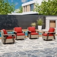 thumbnail image 1 of EAGLE PEAK Classic 4-Piece Patio Chair Set, 360° Swivel Rocking Chairs with Thick Cushions, All-Weather Wicker Outdoor Lounge Gliders, Beige/Red, 1 of 9