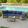 thumbnail image 1 of EAGLE PEAK Coastal Vista 6PCS Patio Furniture Outdoor Sectional Sofa Wicker Conversation Set with Rocking Chairs and Coffe Table, Blue, 1 of 8