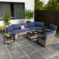 thumbnail image 1 of EAGLE PEAK Coastal Vista 9PCS Patio Furniture Set All-Weather Wicker Outdoor Sectional Sofa with Chairs and Coffe Table and Side Table, Patio Conversation Set for Backyard, Blue Cushion, 1 of 8