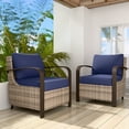 thumbnail image 1 of EAGLE PEAK Coastal Vista Outdoor Patio Ratten Wicker Lounge Chair With Blue Cushion(2 pack), 1 of 7