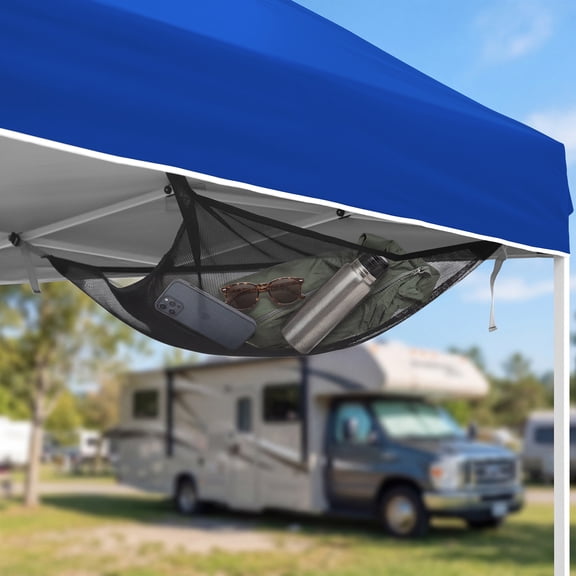 EAGLE PEAK Compact Corner Mesh Shelf for Canopy Tent, Portable Gear Organizer, Outdoor Hanging Storage Shelf Accessory, Carry Bag Included, Black