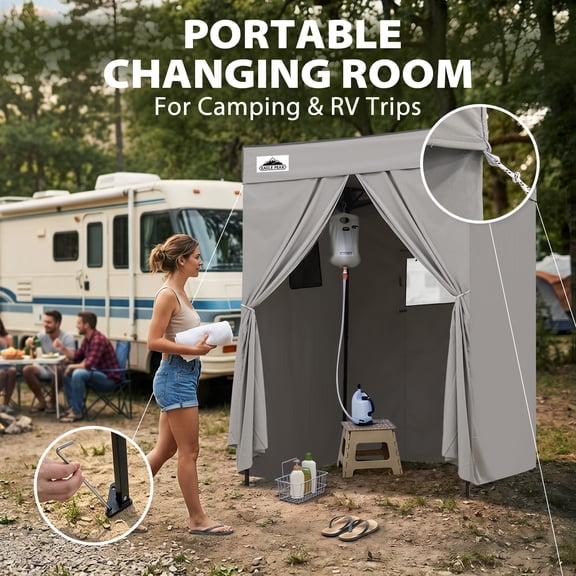 EAGLE PEAK Flat Compact 5x5 Pop-up Canopy Privacy Dressing Room,Portable Privacy Cabana for Pool, Photo Booth, or Camping, Gray
