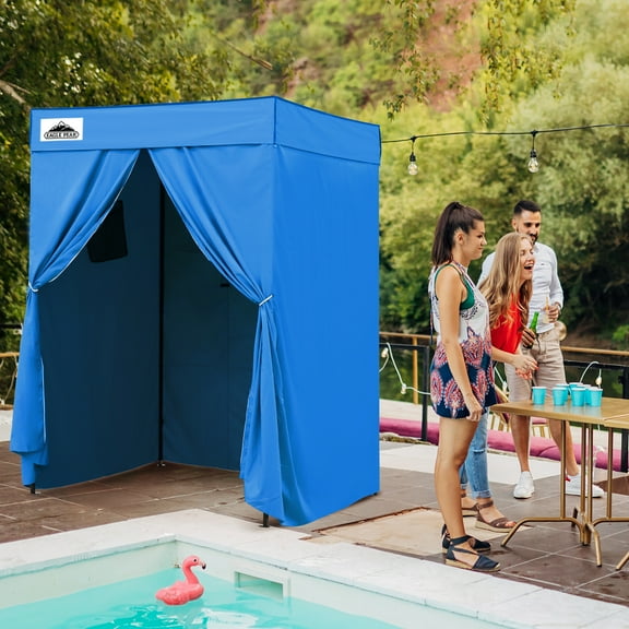 EAGLE PEAK Flat Compact 5x5 Pop-up Canopy Privacy Dressing Room,Portable Privacy Cabana for Pool, Photo Booth, or Camping, Light Blue