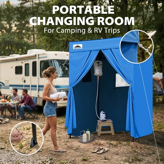EAGLE PEAK Flat Compact 5x5 Pop-up Canopy Privacy Dressing Room,Portable Privacy Cabana for Pool, Photo Booth, or Camping, Light Blue