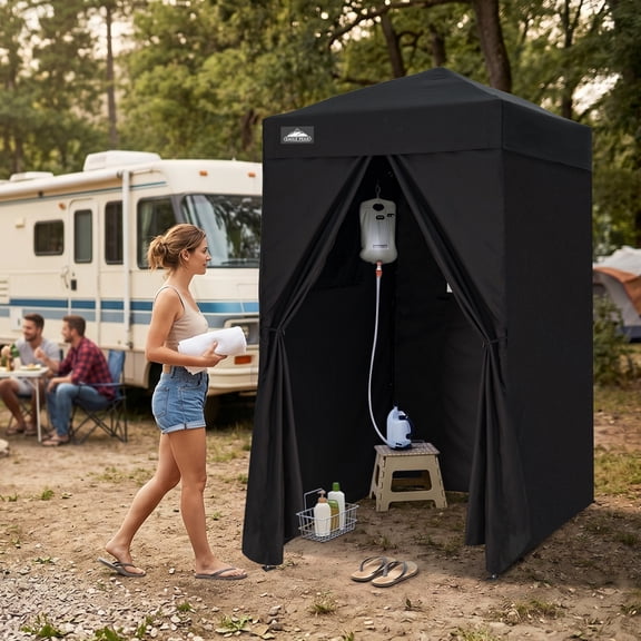 EAGLE PEAK Flex Compact 4x4 Pop-up Canopy Privacy Dressing Room,Black
