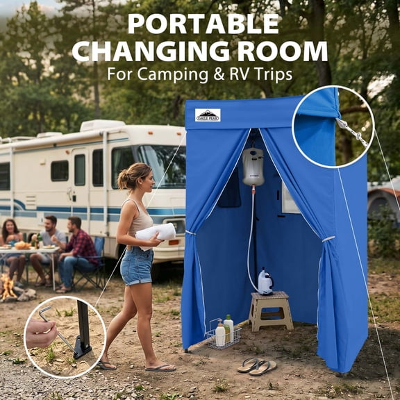 EAGLE PEAK Flex Compact 4x4 Pop-up Canopy Privacy Dressing Room,Blue