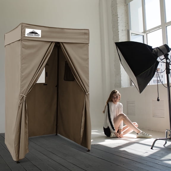 EAGLE PEAK Flex Compact 4x4 Pop-up Canopy Privacy Dressing Room,Brown