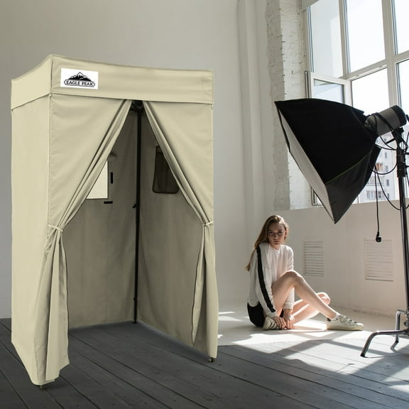 EAGLE PEAK Flex Compact 4x4 Pop-up Canopy Privacy Dressing Room,Cream
