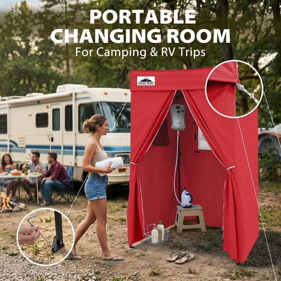 EAGLE PEAK Flex Compact 4x4 Pop-up Canopy Privacy Dressing Room,Red