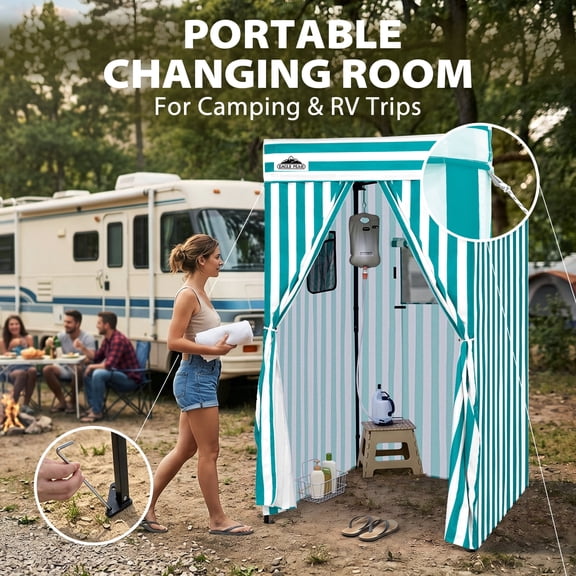 EAGLE PEAK Flex Compact 4x4 Pop-up Canopy Privacy Dressing Room,White/Light Blue