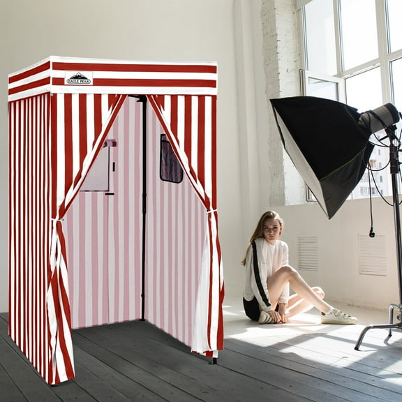 EAGLE PEAK Flex Compact 4x4 Pop-up Canopy Privacy Dressing Room,White/Red